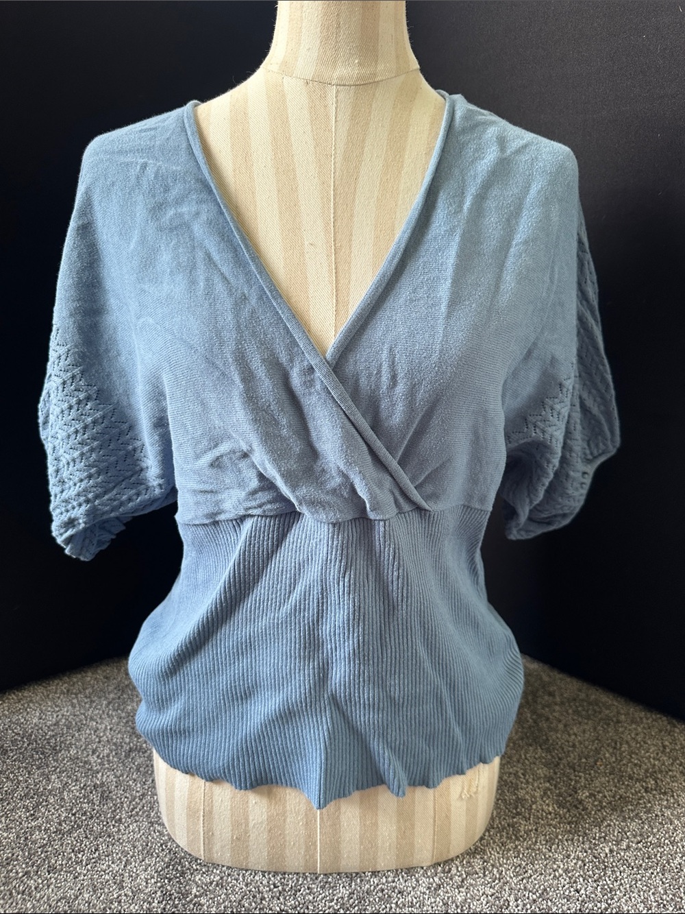 Bandolino Light Blue Wrap-Style Knit Top